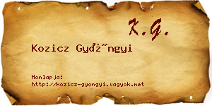 Kozicz Gyöngyi névjegykártya